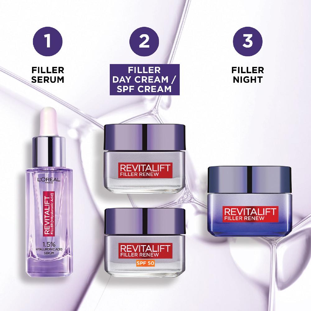 Lookfantastic L'Oréal Paris Revitalift Filler Hyaluronsäure Anti-Ageing SPF50 Tagescreme 50ml