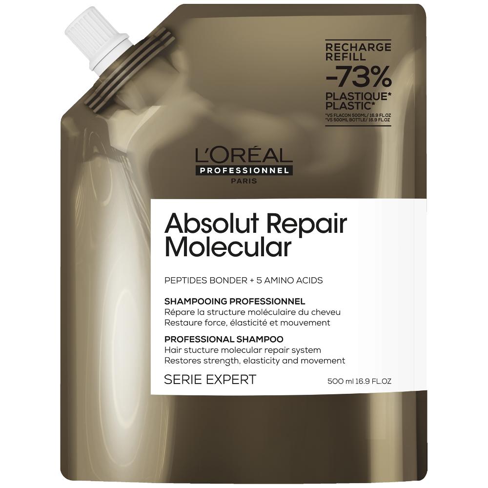 lookfantastic L'Oréal Professionnel Absolut Repair Molecular Shampoo Refill Pack 500ml for Damaged Hair