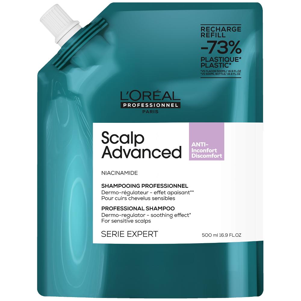 lookfantastic L'Oréal Professionnel Scalp Advanced Anti-Discomfort Shampoo Refill Pack 500ml for Itchy Dry Scalp