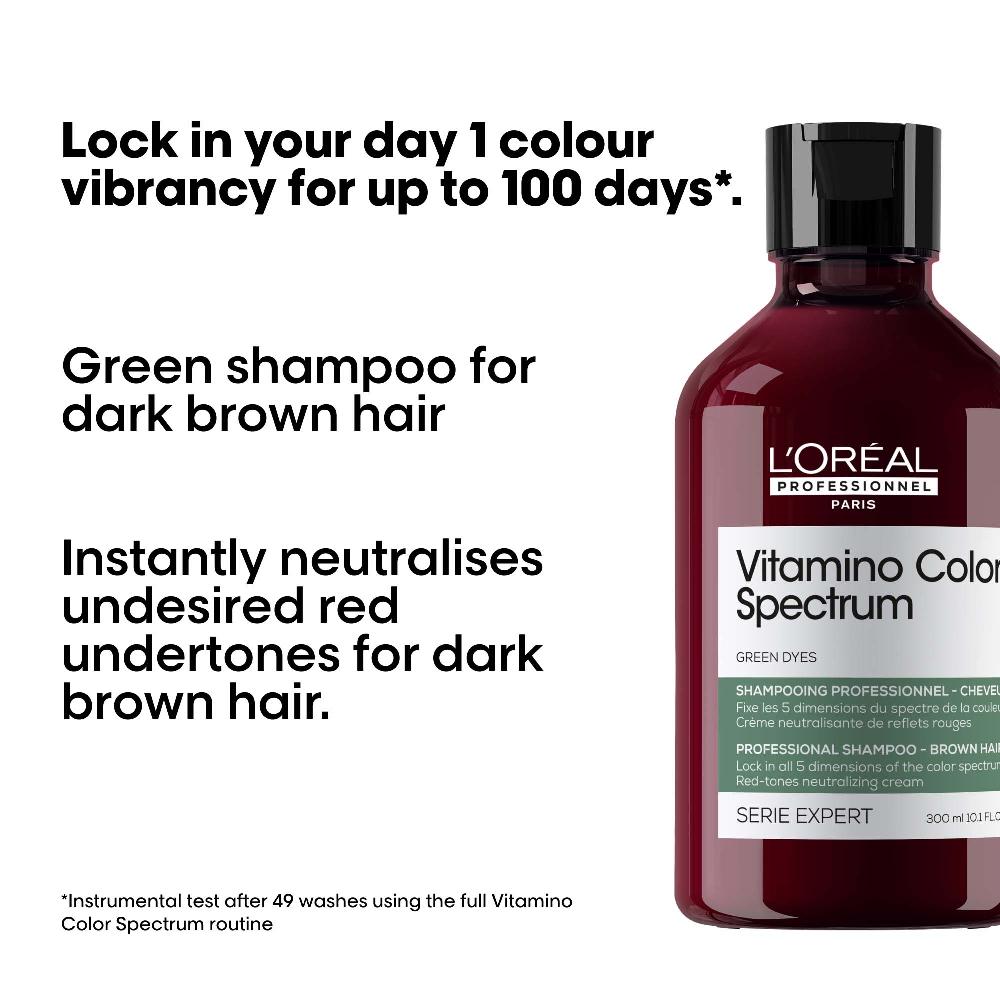 Lookfantastic L'Oréal Professionnel Vitamino Color Spectrum Green Tinted Shampoo For Dark Brown Coloured Hair 300ml