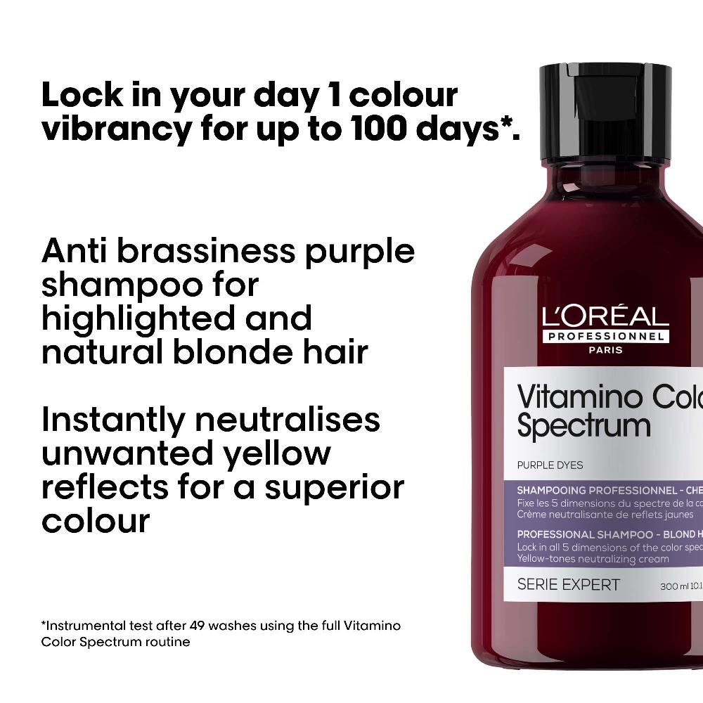 Lookfantastic L'Oréal Professionnel Vitamino Color Spectrum Purple Tinted Shampoo For Blonde Coloured Hair 300ml