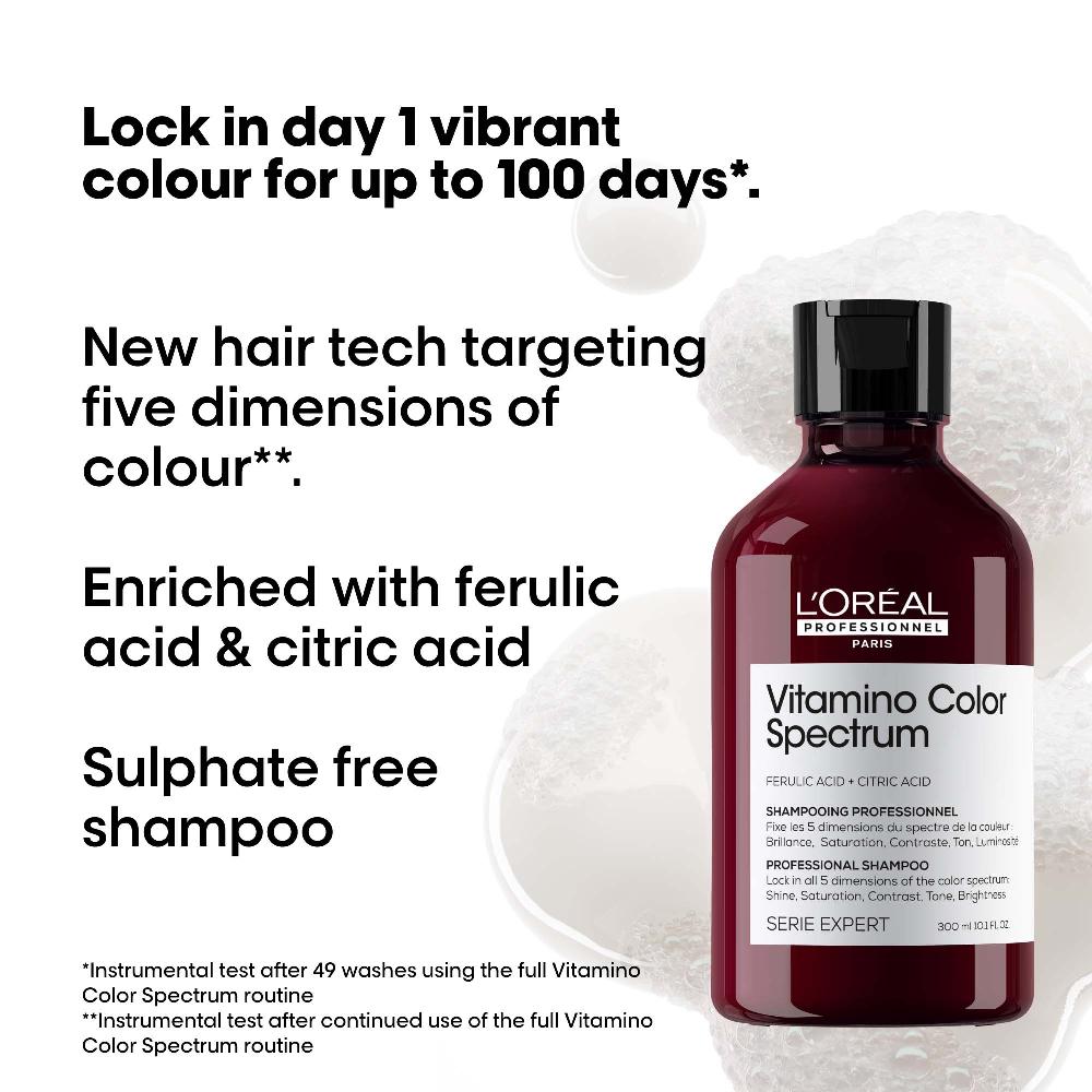 Lookfantastic L'Oréal Professionnel Vitamino Color Spectrum Shampoo 300ml And Rinse Off Hair Mask 250ml Bundle For Coloured Hair