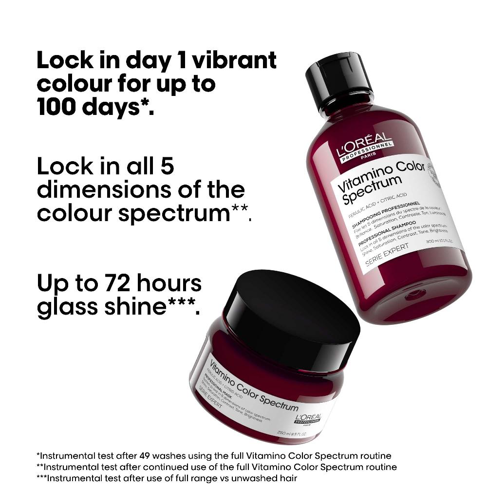 Lookfantastic L'Oréal Professionnel Vitamino Color Spectrum Shampoo 300ml Rinse Off Hair Mask 250ml And Serum 50ml Bundle For Coloured Hair