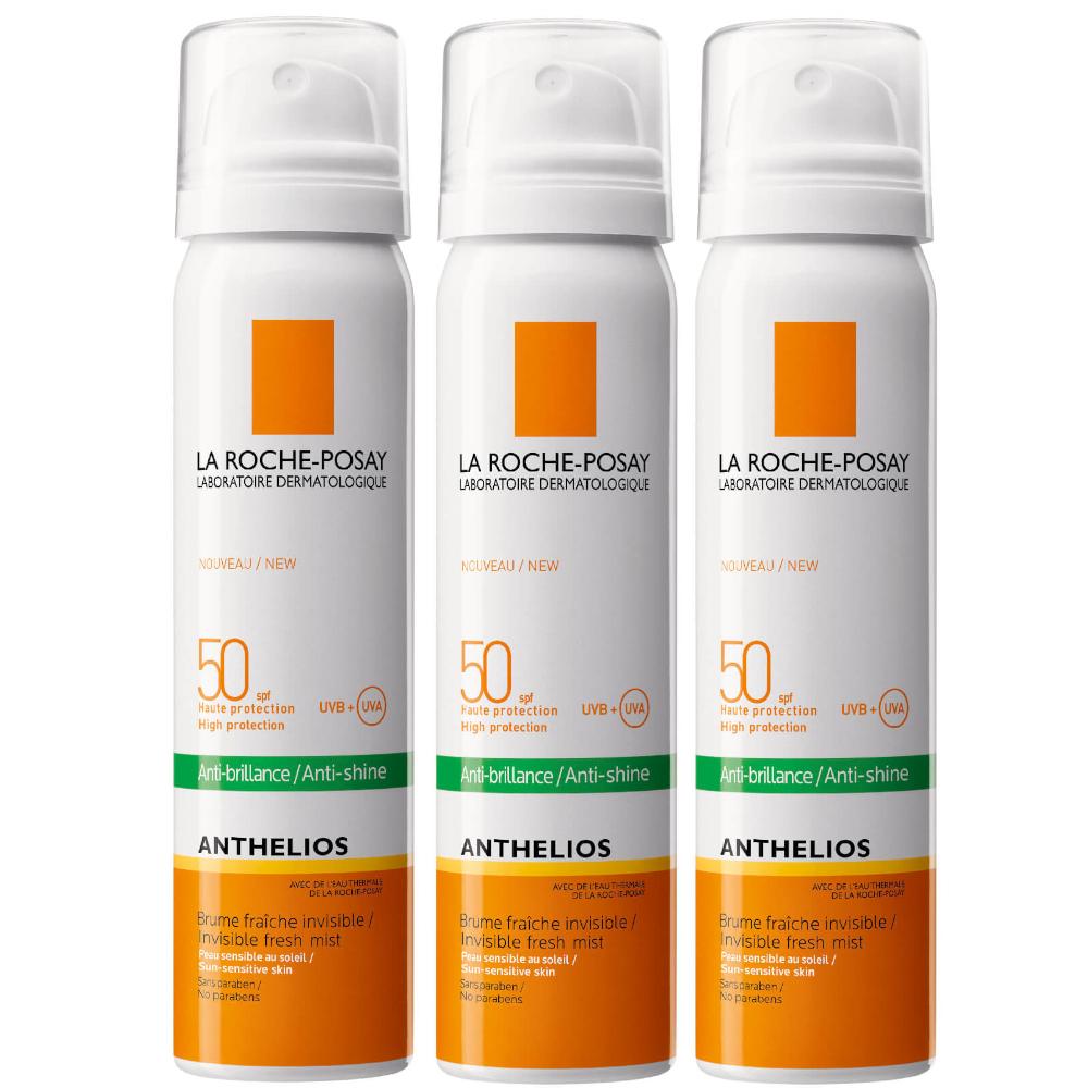 lookfantastic La Roche-Posay Anthelios Anti-Shine Sun Protection Invisible SPF50+ Face Mist 75ml Trio