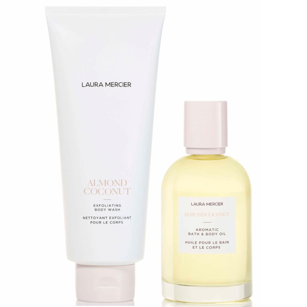 lookfantastic Laura Mercier Almond Coconut Exfoliating Body Wash and Bath and Body Oil Bundle