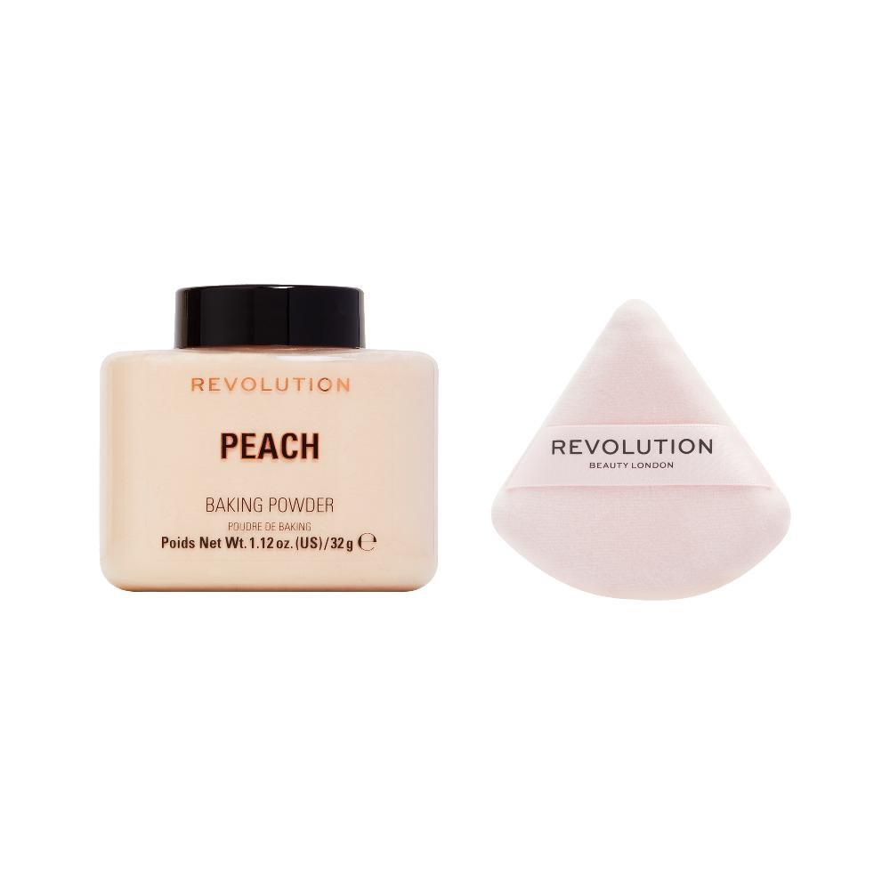 lookfantastic Makeup Revolution Baking Powder and Powder Puff Duo - Peach