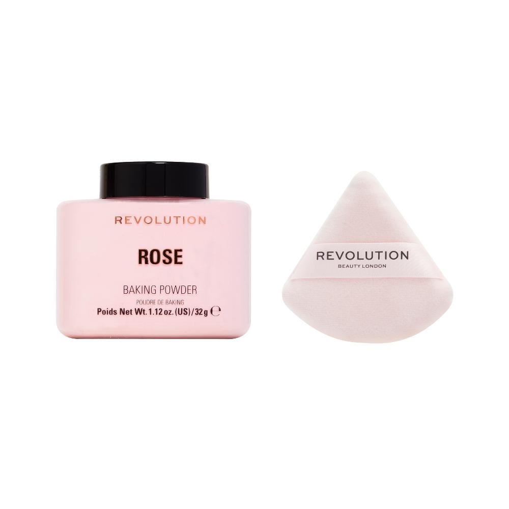 lookfantastic Makeup Revolution Baking Powder and Powder Puff Duo - Rose
