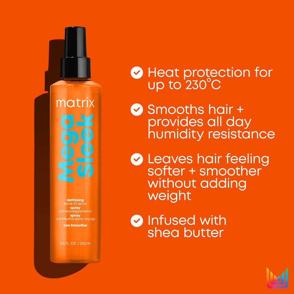 Lookfantastic Matrix Mega Sleek Iron Smoother For Anti-Frizz And Humidity Protection + Miracle Creator 20 Benefits Hair Treatment Spray Bundle