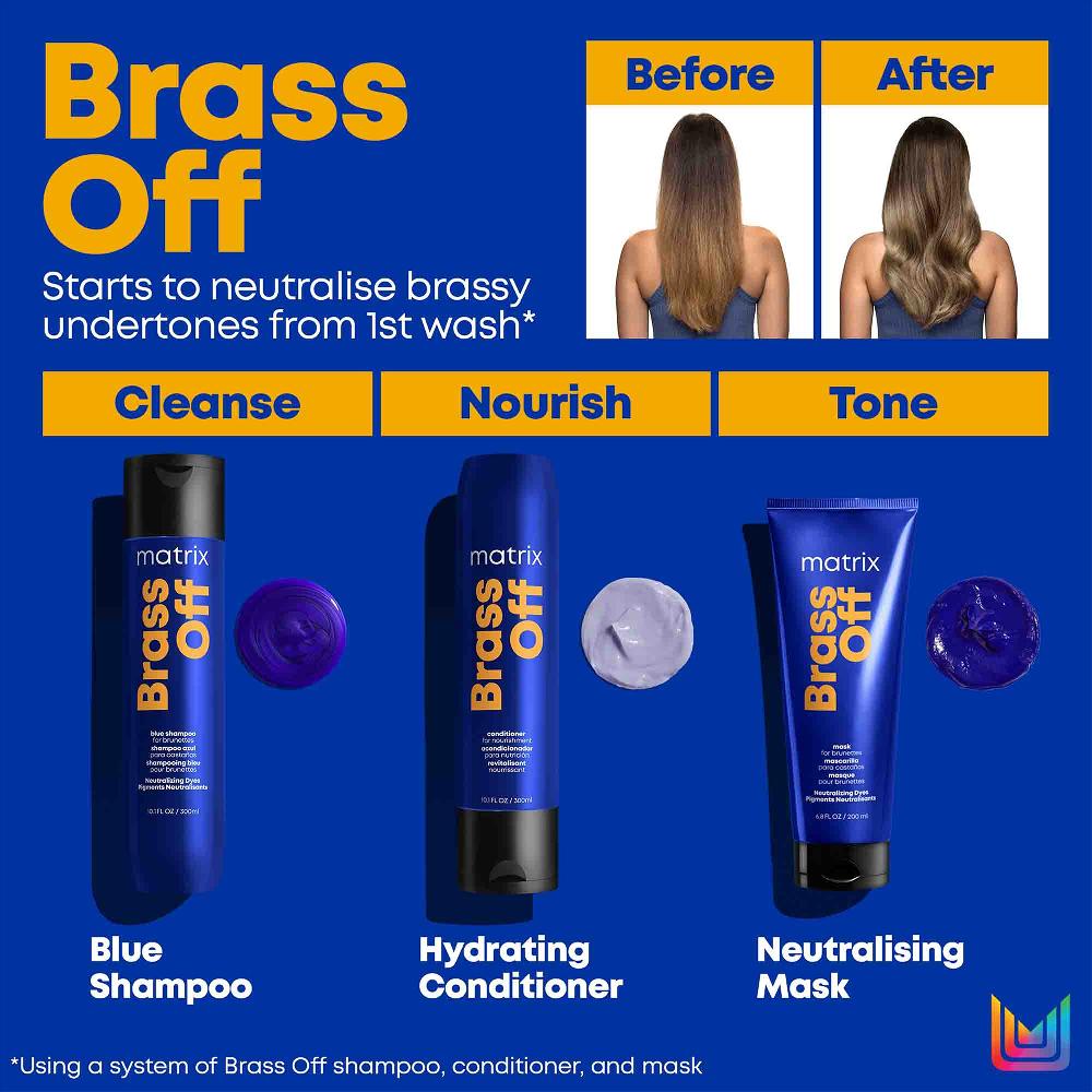 Lookfantastic Matrix Total Results Brass Off Brunette Blue Spülung Für Aufgehelltes Brünettes Haar 300 Ml