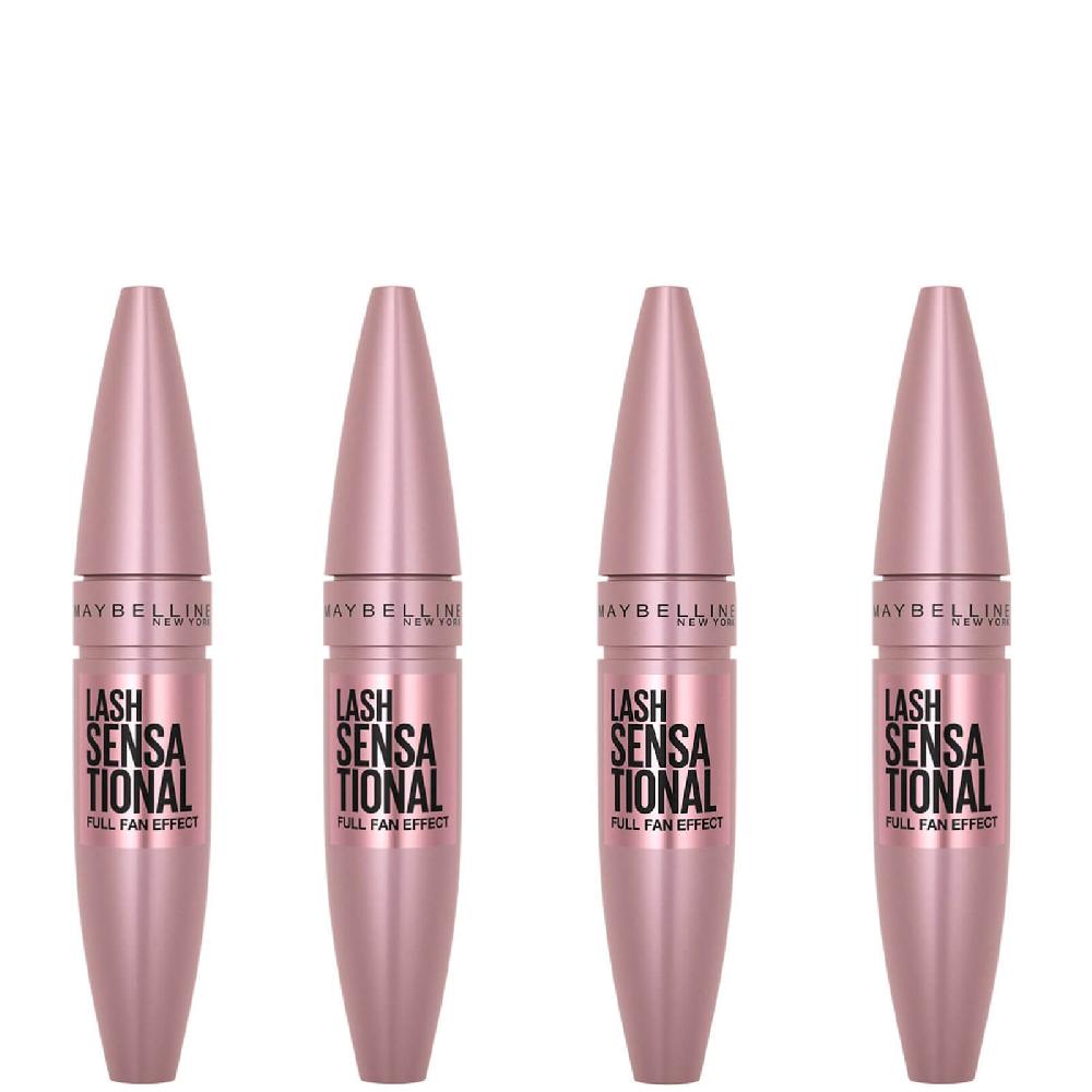 lookfantastic Maybelline Lash Sensational Volumising and Thickening Eyelash Lengthening Mascara - 01 Very Black (Pack of 4)
