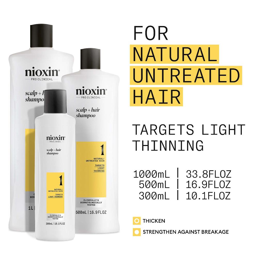 Lookfantastic NIOXIN Scalp And Hair Thickening System 1 Shampoo For Natural Hair With Light Thinning 1L