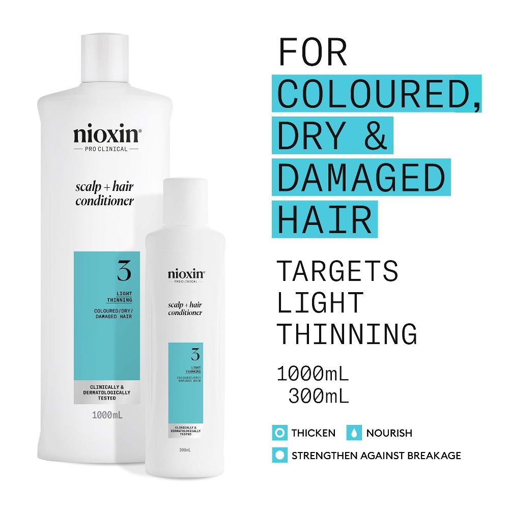 Lookfantastic NIOXIN Scalp And Hair Thickening System 3 Conditioner For Coloured Dry And Damaged Hair With Light Thinning 300ml