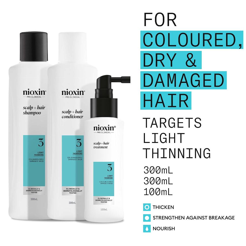 Lookfantastic NIOXIN Scalp And Hair Thickening System 3 For Coloured Dry And Damaged Hair With Light Thinning Loyalty Kit