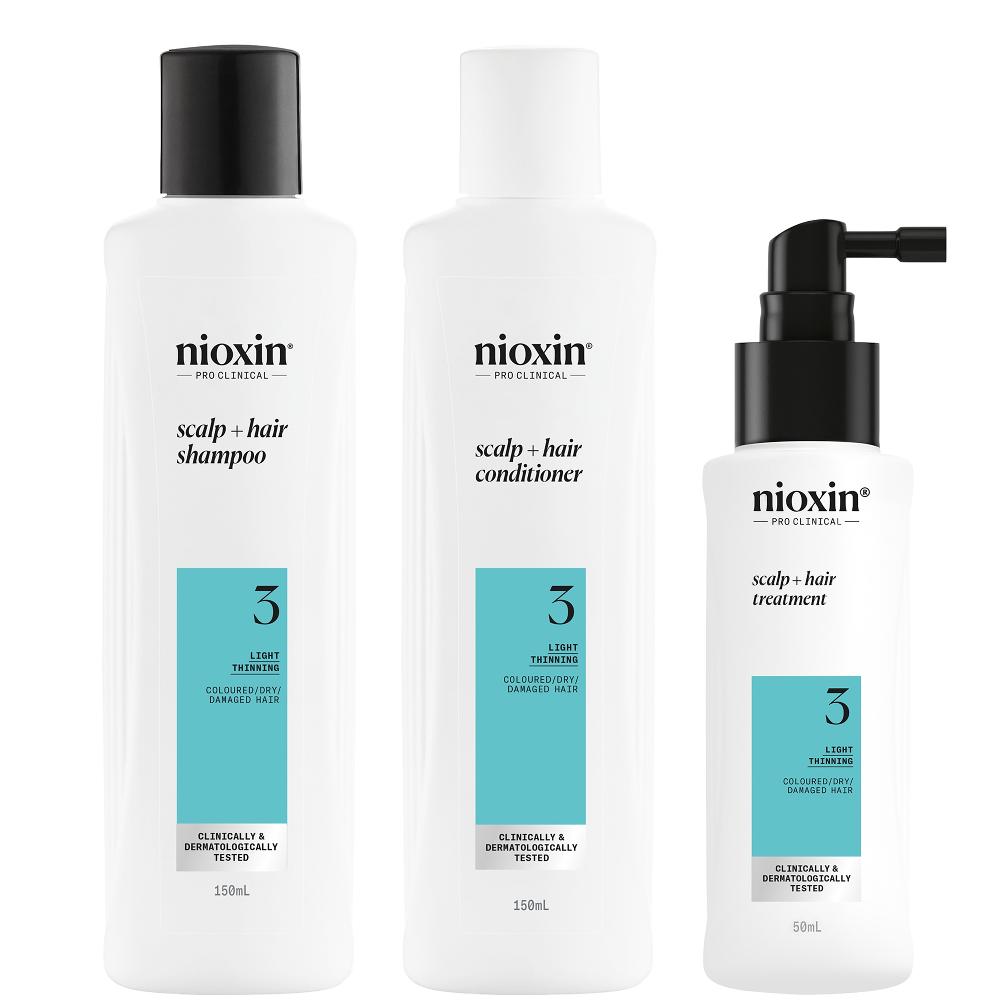 lookfantastic NIOXIN Scalp and Hair Thickening System 3 for Coloured Dry and Damaged Hair with Light Thinning Trial Kit
