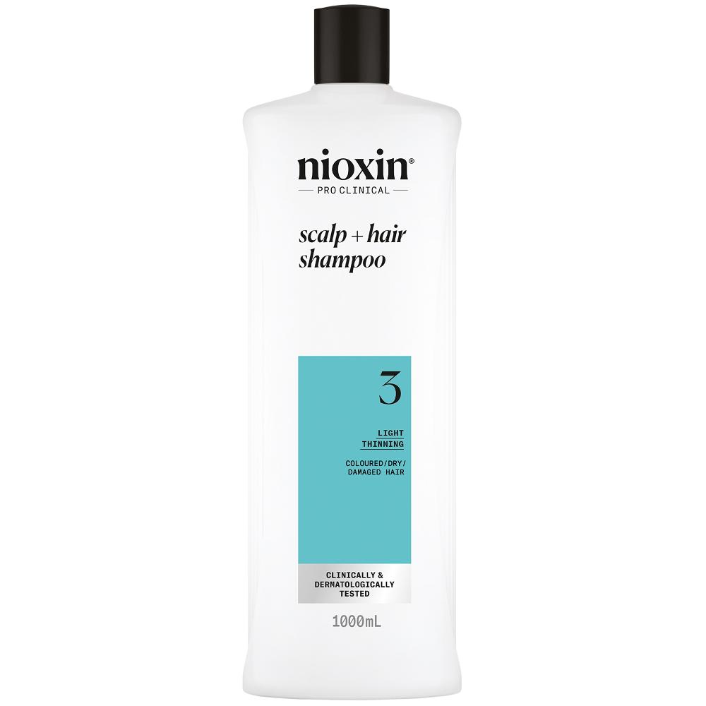 lookfantastic NIOXIN Scalp and Hair Thickening System 3 Shampoo for Coloured Dry and Damaged Hair with Light Thinning 1L