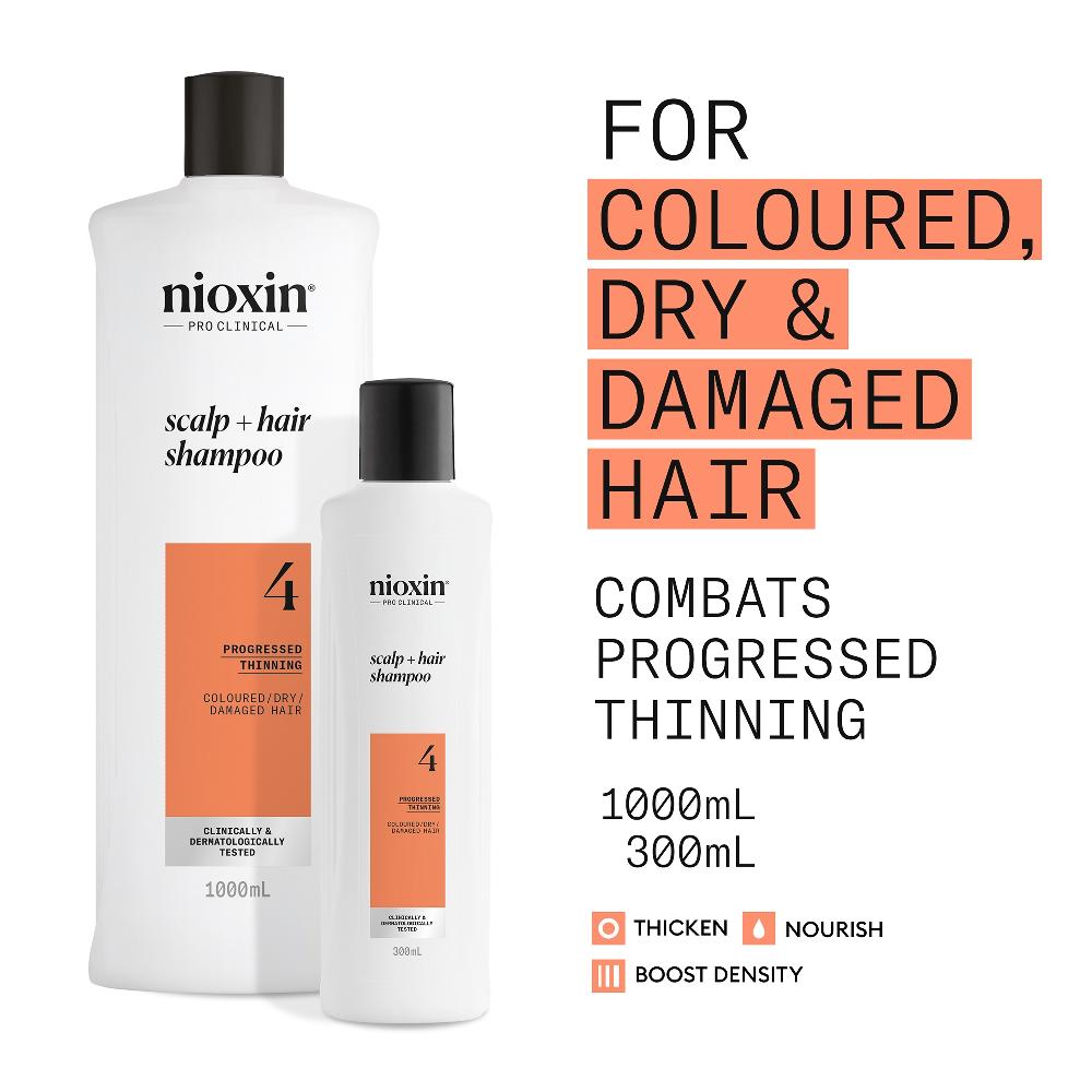 Lookfantastic NIOXIN Scalp And Hair Thickening System 4 Shampoo For Coloured Dry And Damaged Hair With Progressed Thinning 300ml