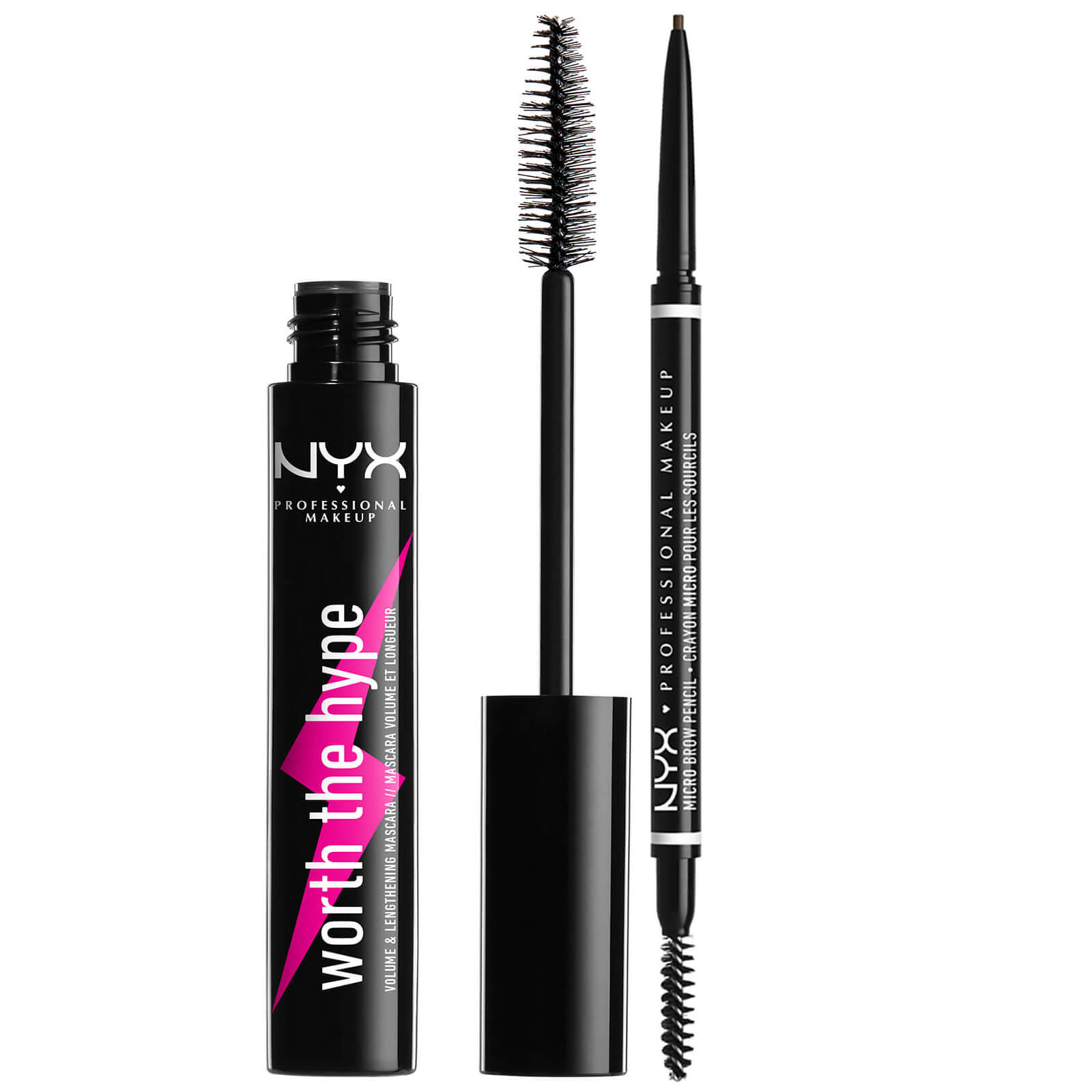 lookfantastic NYX Professional Makeup Micro Eyebrow Pencil and Black Volumizing Mascara Duo