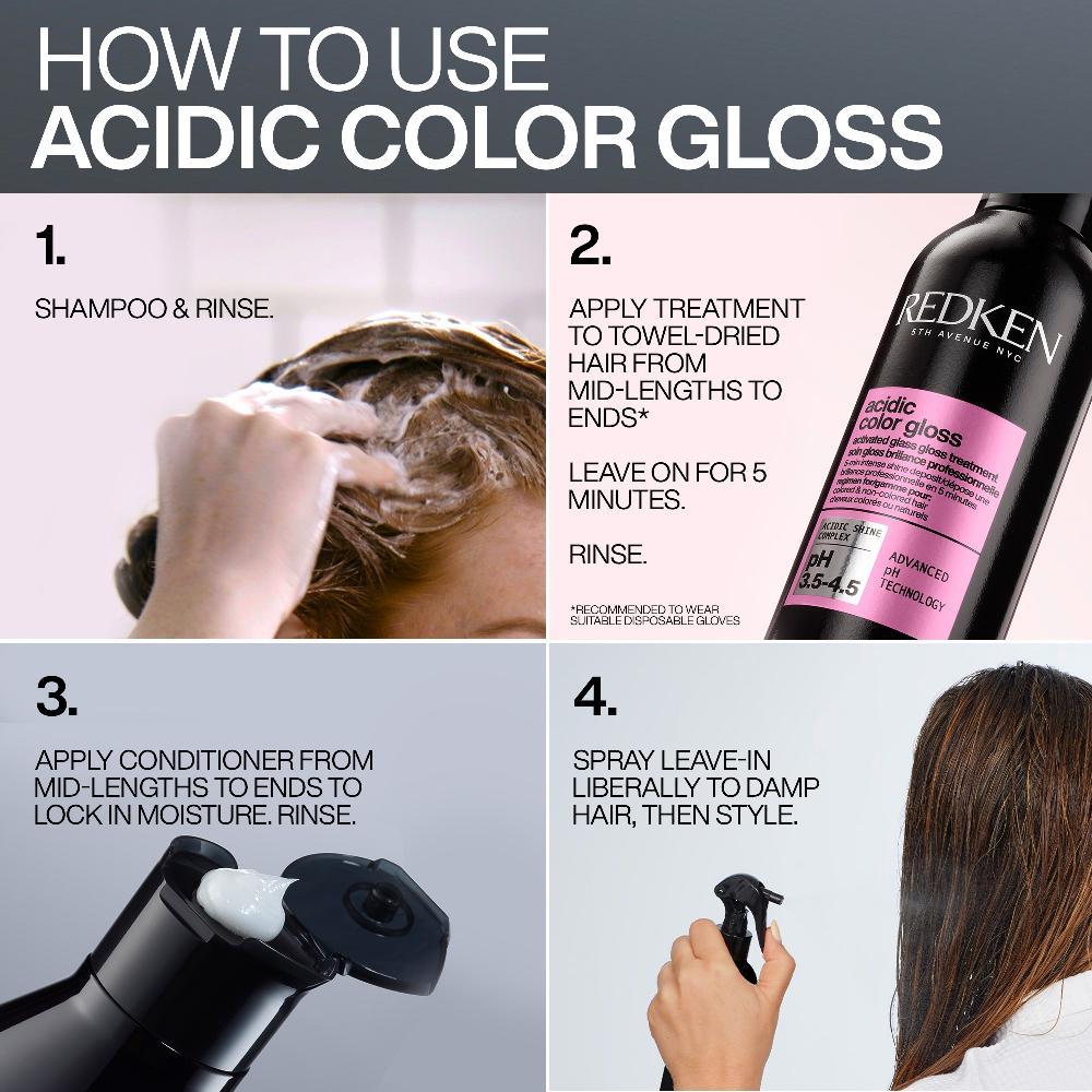 Lookfantastic Redken Acidic Color Gloss Shampoo 300ml Activated Glass Gloss Treatment 237ml And Conditioner 300ml