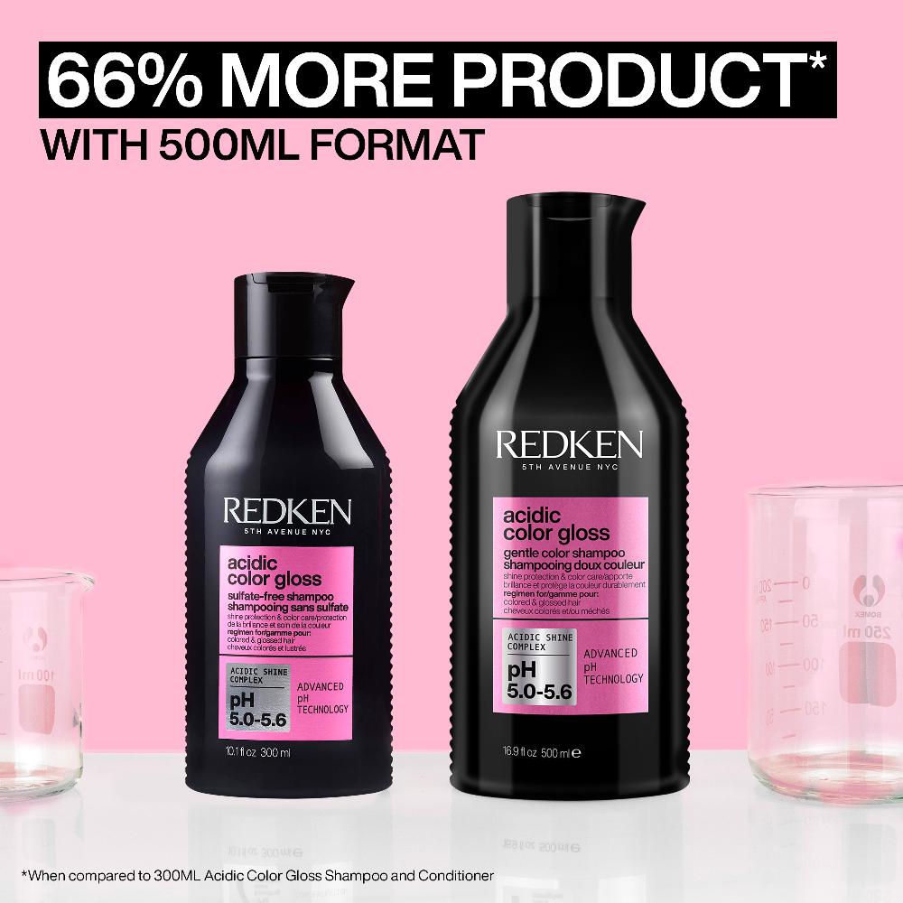 Lookfantastic Redken Acidic Color Gloss Sulphate-Free Shampoo 500ml Activated Glass Gloss Treatment 237ml And Conditioner 500ml Bundle