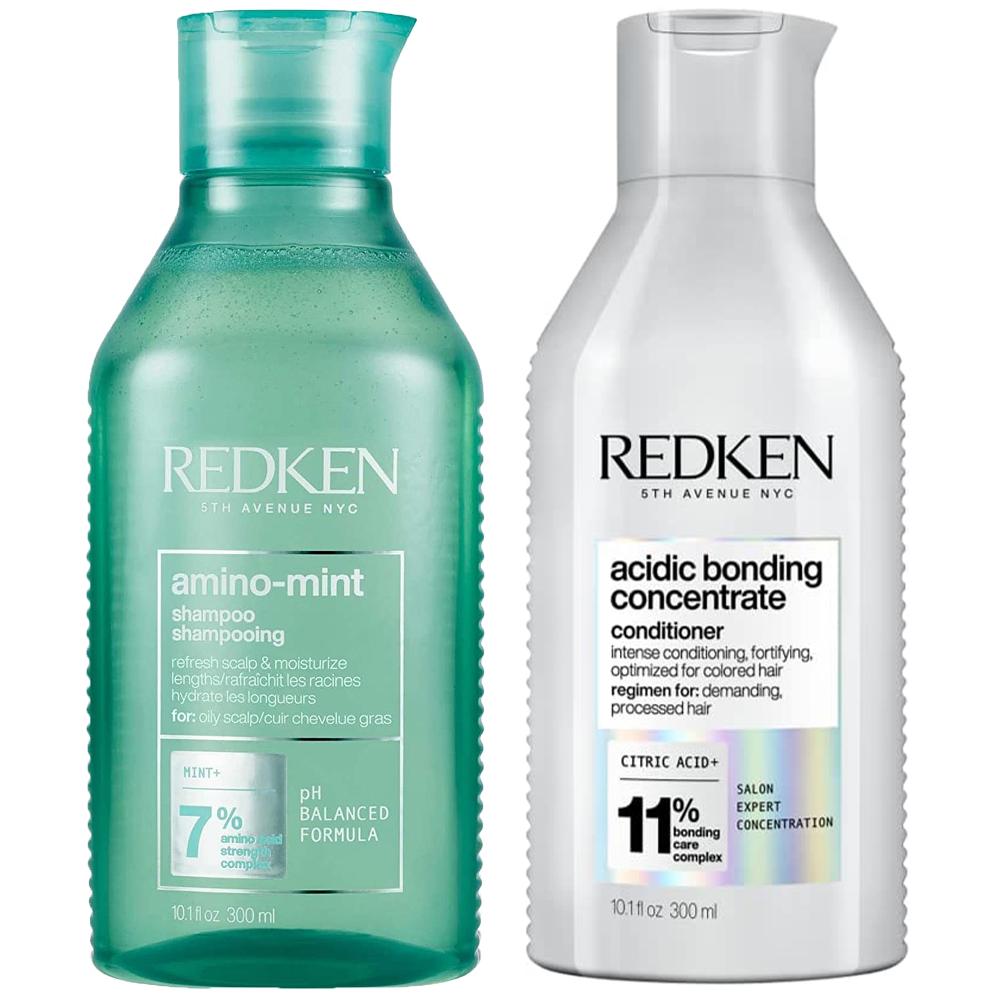 lookfantastic Redken Amino Mint Scalp Cleansing for Greasy Hair Shampoo and Acidic Bonding Concentrate Conditioner Bundle