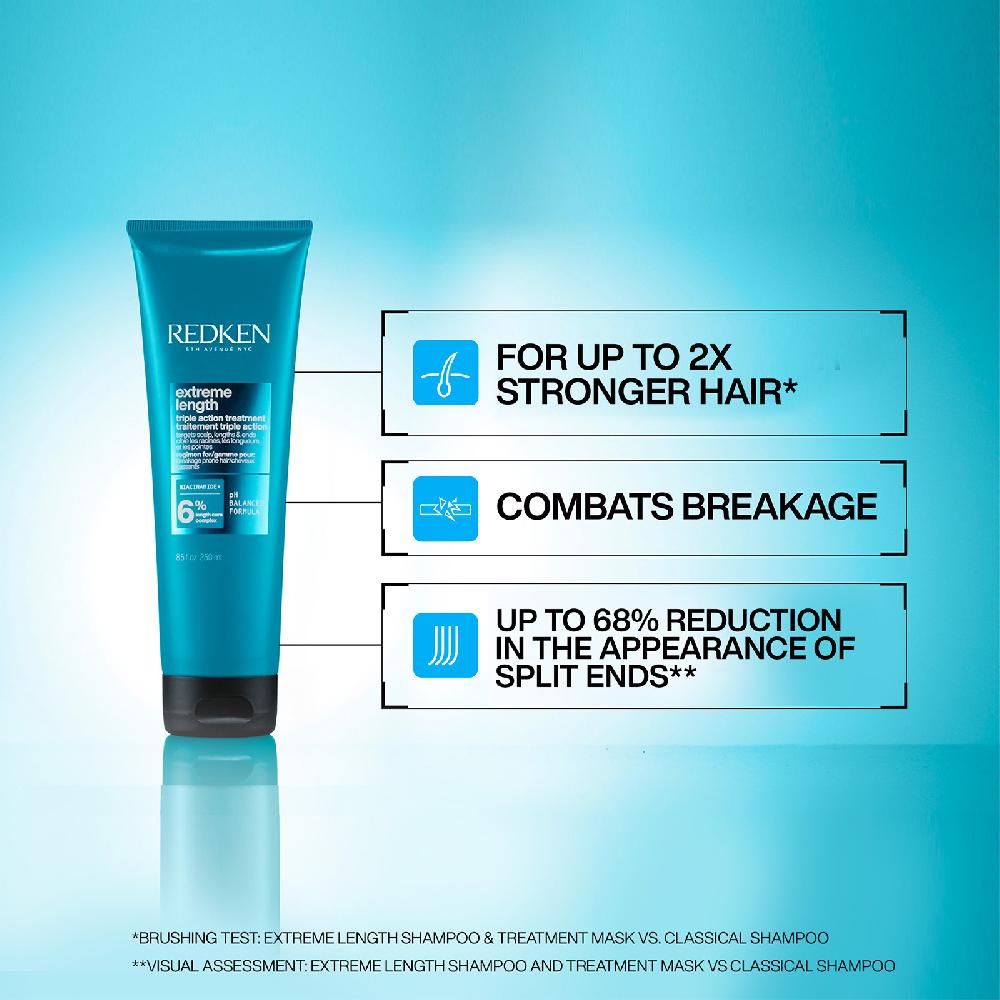 Lookfantastic Redken Extreme Length Triple Action Nährende Haarmaskenbehandlung 250 Ml