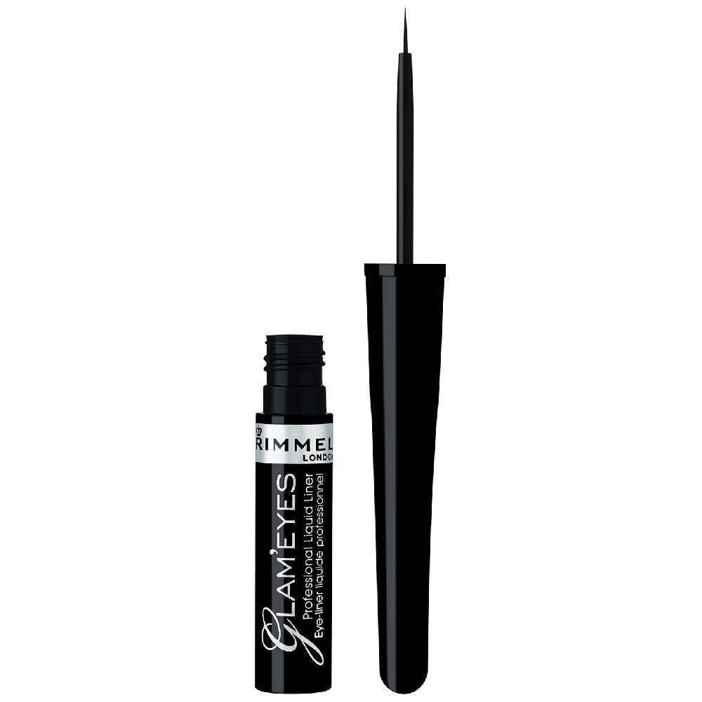 lookfantastic Rimmel London Glameyes Professional Flüssiger Eyeliner - 01 - Black Glamour 4 ml
