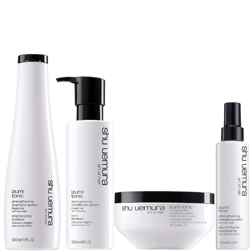 lookfantastic Shu Uemura Art of Hair Izumi Tonic Rice Water Shampoo Conditioner Hair Mask and Tonic Water Routine