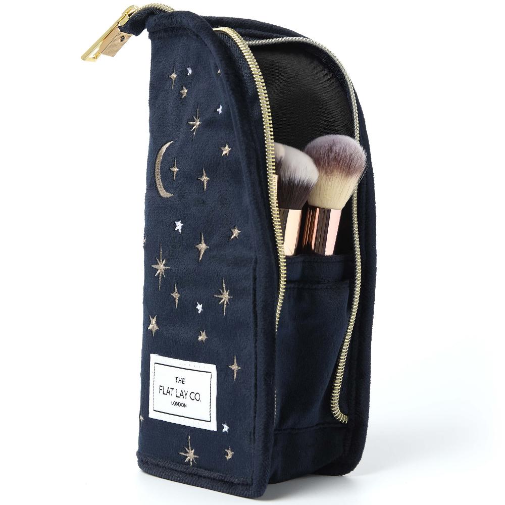 Lookfantastic The Flat Lay Co. Brush Holder In Embroidered Celestial Blue Velvet