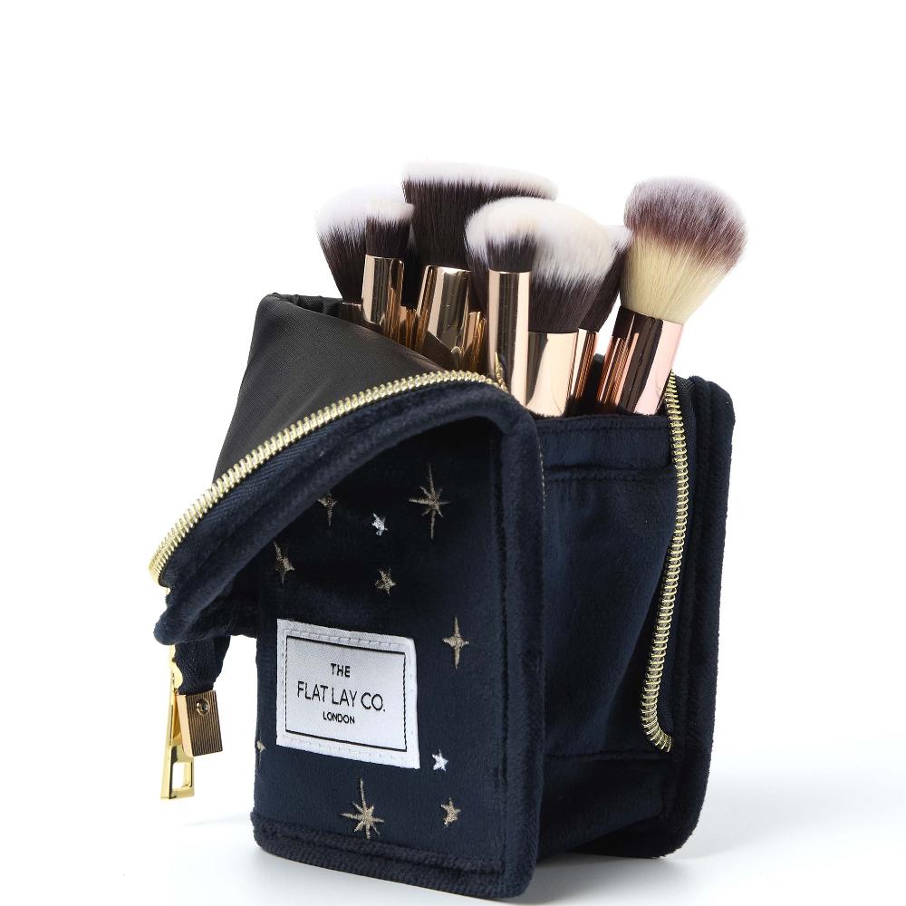 Lookfantastic The Flat Lay Co. Brush Holder In Embroidered Celestial Blue Velvet