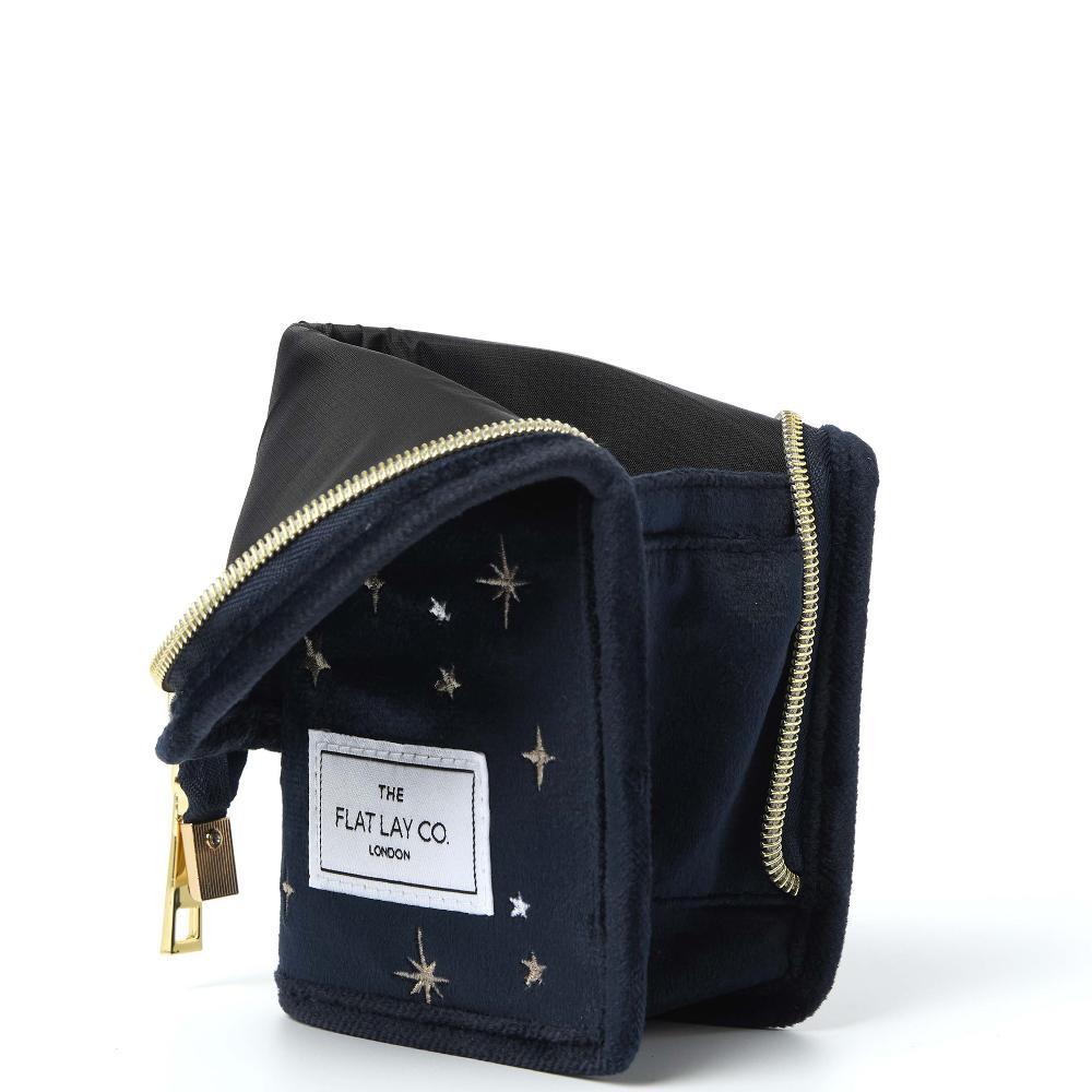 Lookfantastic The Flat Lay Co. Brush Holder In Embroidered Celestial Blue Velvet