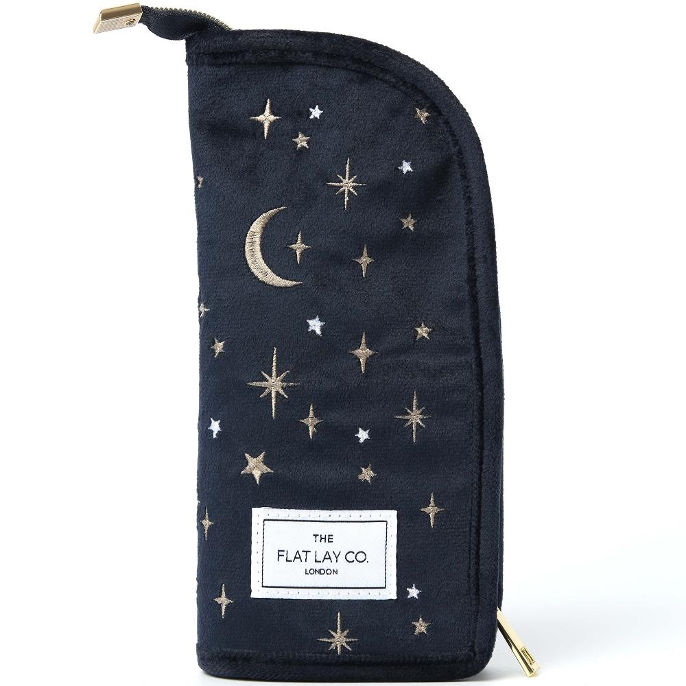 lookfantastic The Flat Lay Co. Brush Holder in Embroidered Celestial Blue Velvet