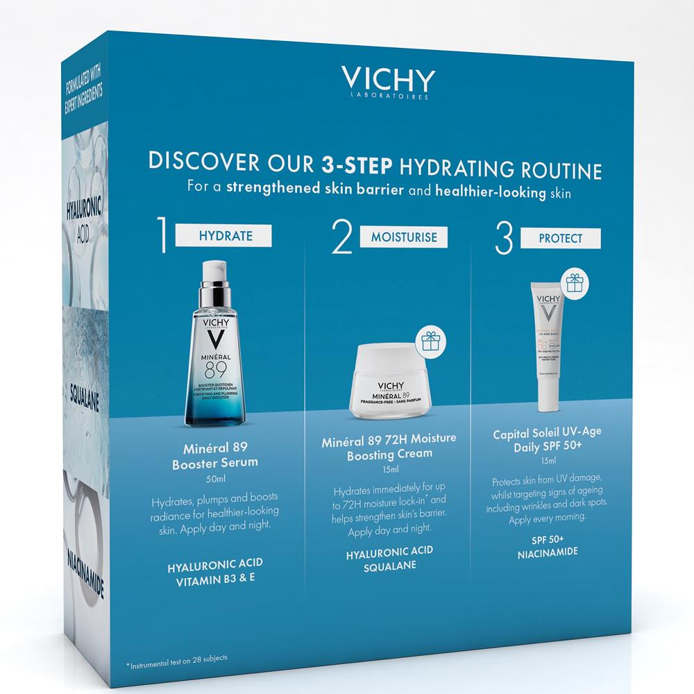 Lookfantastic Vichy Mineral 89 Hyaluronic Acid Daily Hydration Kit: Serum Moisturiser And SPF50