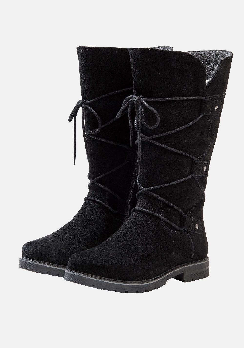 Sheego Weitschaftstiefel Aus Veloursleder Mit Schnürung