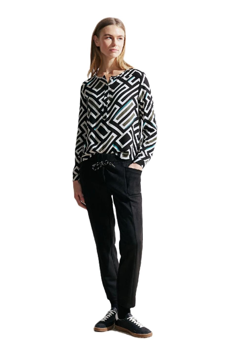 CECIL Shirtbluse Henley-Ausschnitt Allover-Muster Für Damen