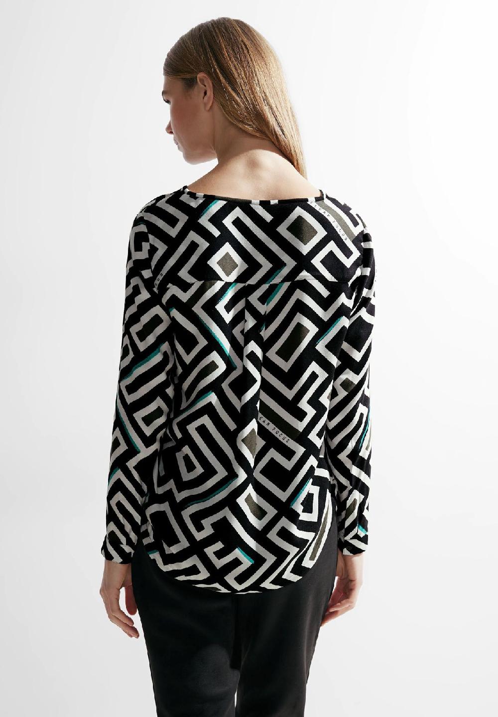 CECIL Shirtbluse Henley-Ausschnitt Allover-Muster Für Damen