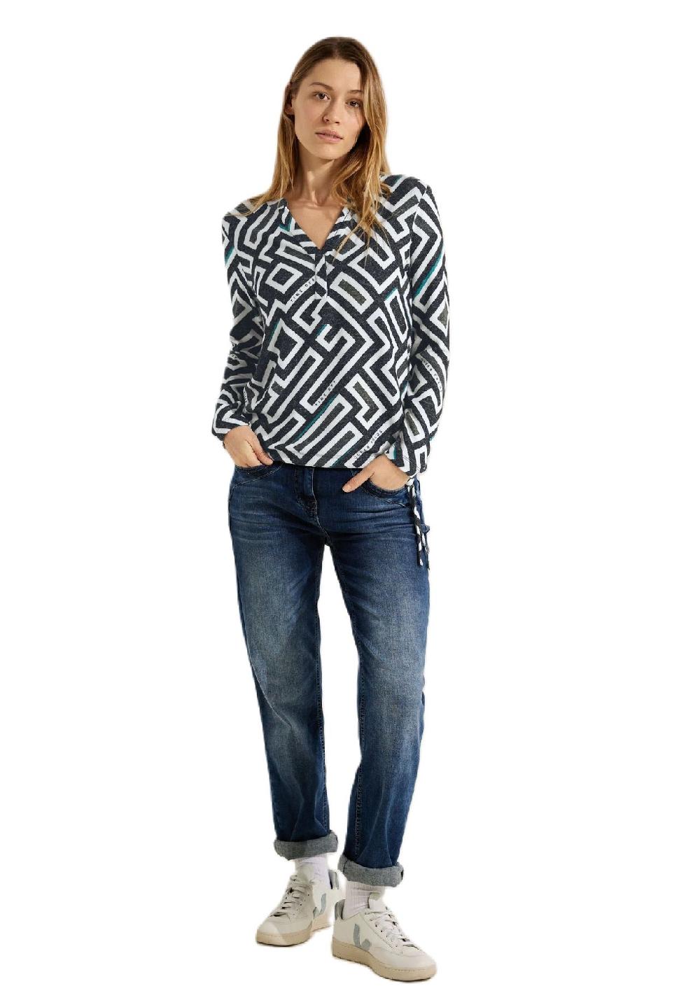 CECIL Tunikashirt Split-Neck Grafisch Für Damen