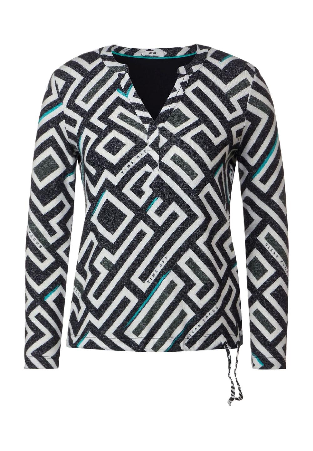 CECIL Tunikashirt Split-Neck grafisch für Damen