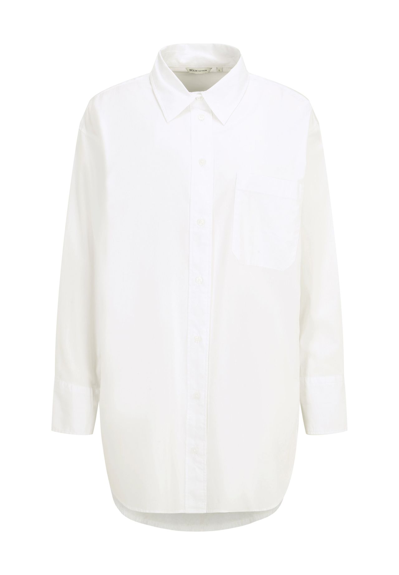 DENIM TOM TAILOR Hemdbluse Oversized-Fit aufgesetzte Brusttasche für Damen