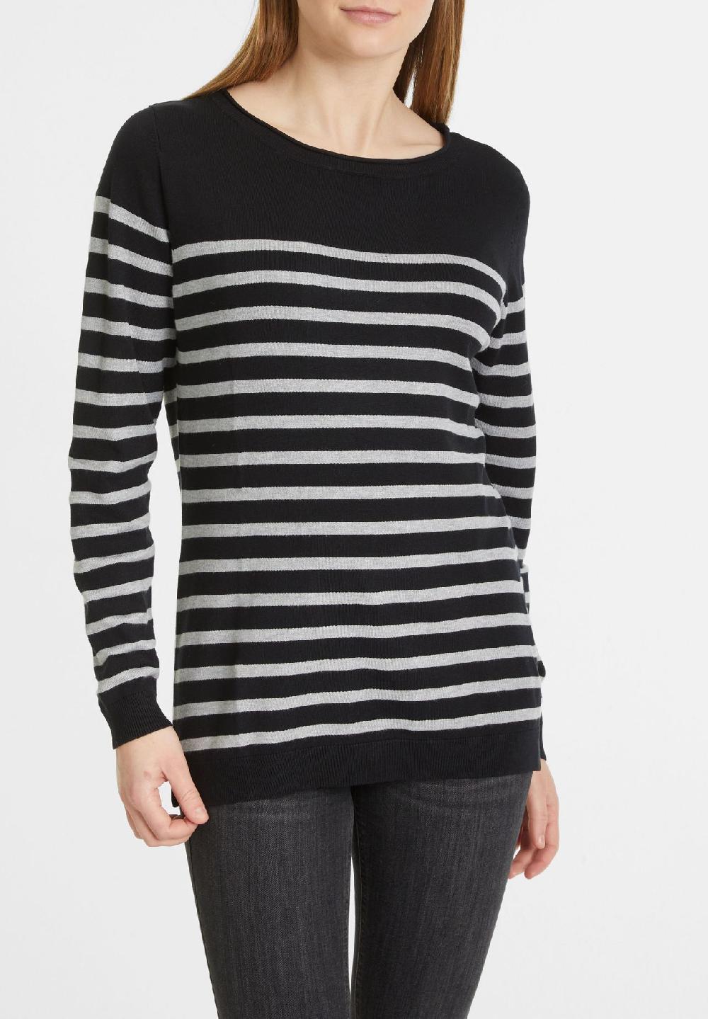 GALERIA Essentials Pullover Rippbündchen Langarm Streifen Für Damen