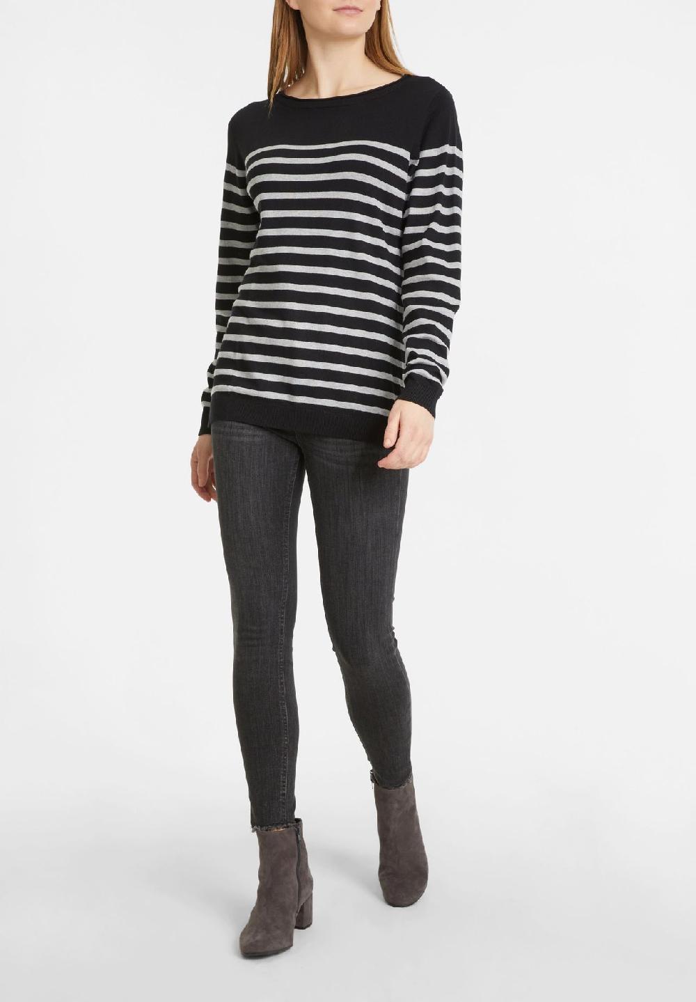 GALERIA Essentials Pullover Rippbündchen Langarm Streifen Für Damen