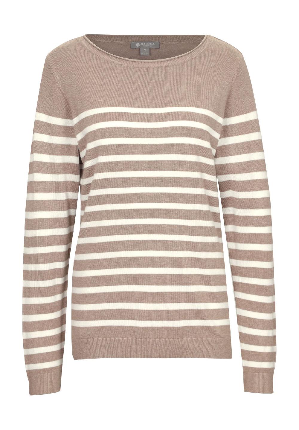 GALERIA essentials Pullover Rundhalsausschnitt Langarm Streifen für Damen
