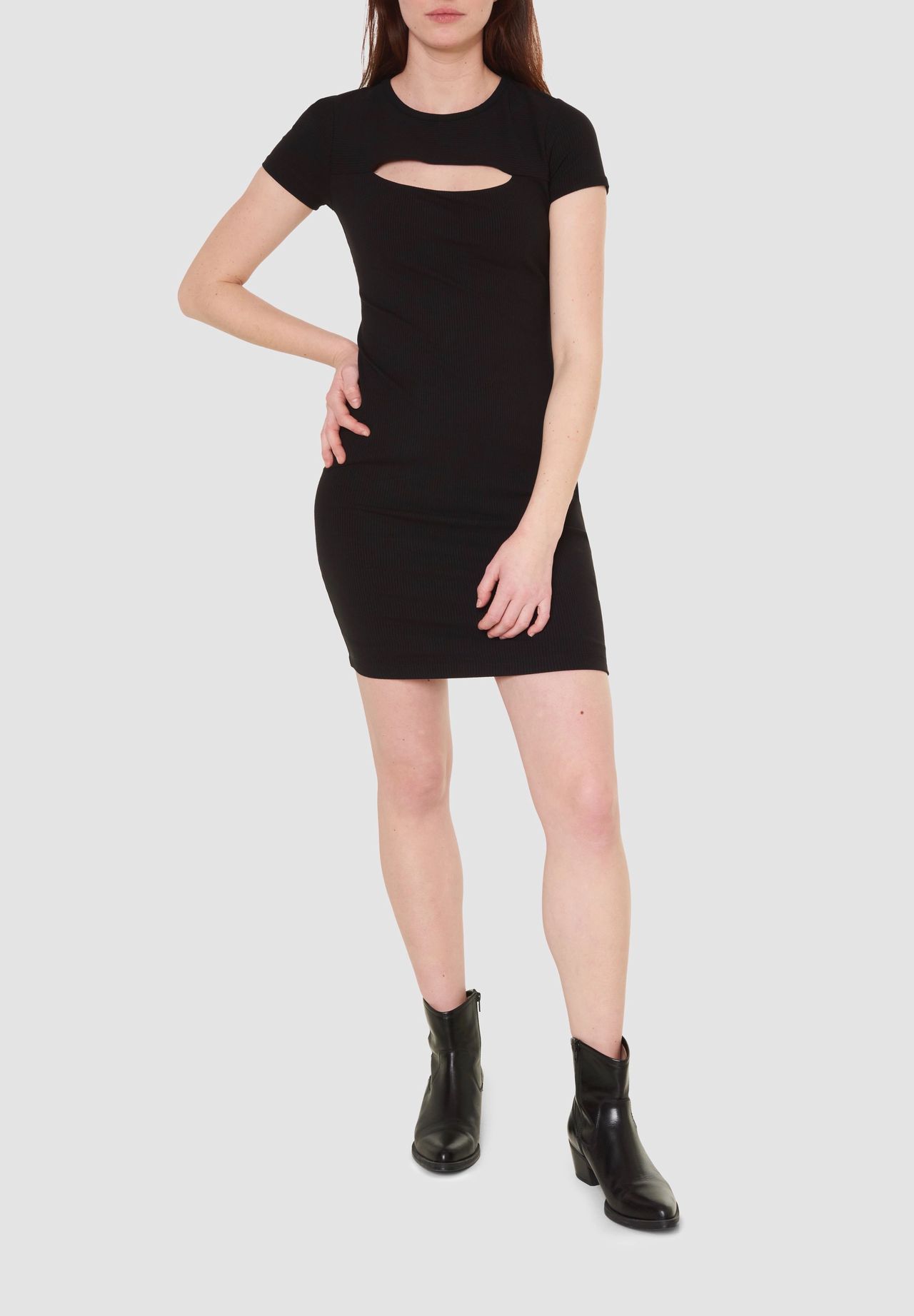 GUESS Kleid "Lana" Rundhals Oberschenkellang Cutout Für Damen