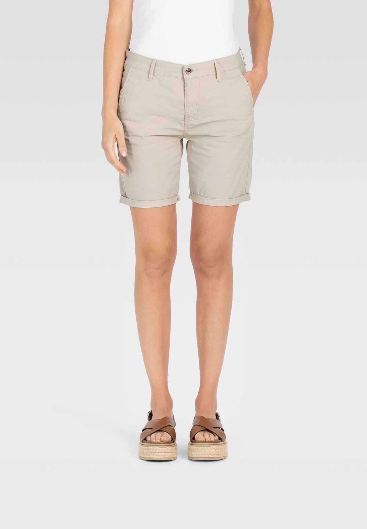 MAC Chino-Shorts Saumumschlag Paspeltaschen Für Damen
