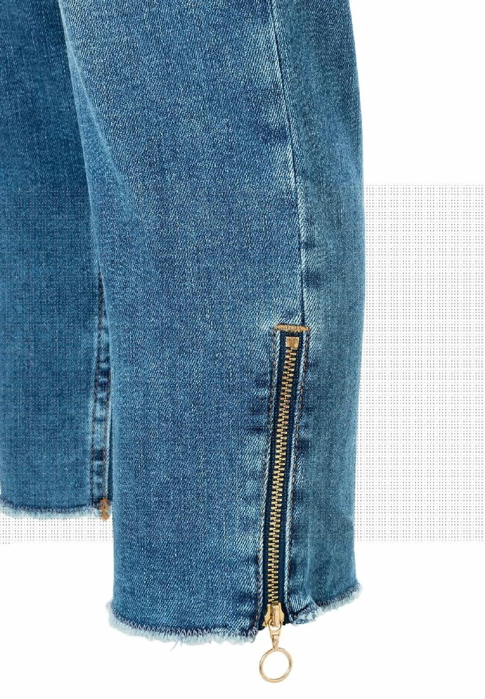 MAC Rich Jeans Knöchellang Slim-Fit Fransen-Details Für Damen