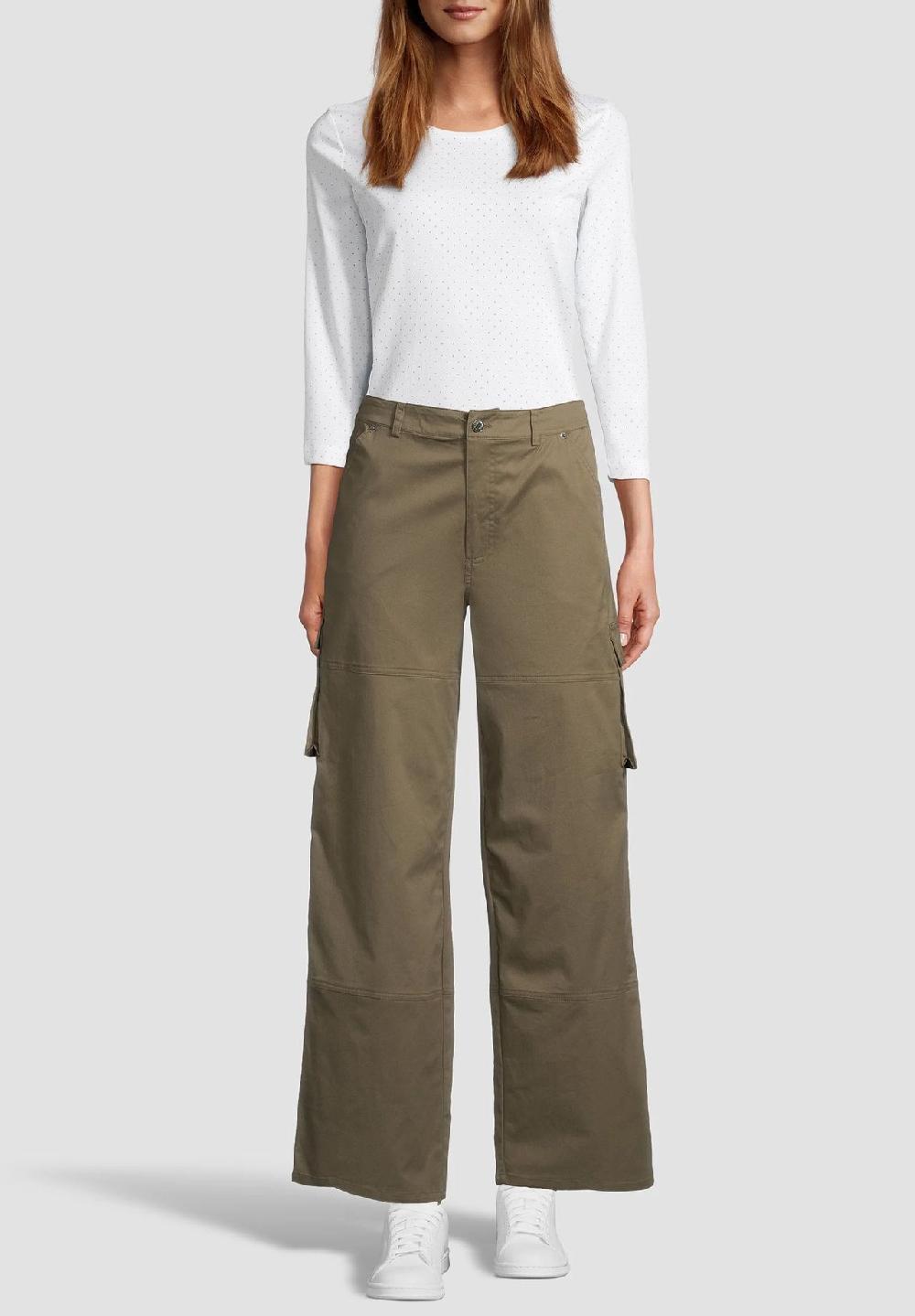 MANGUUN Cargohose Baumwolle-Stretch Knöchellang Für Damen