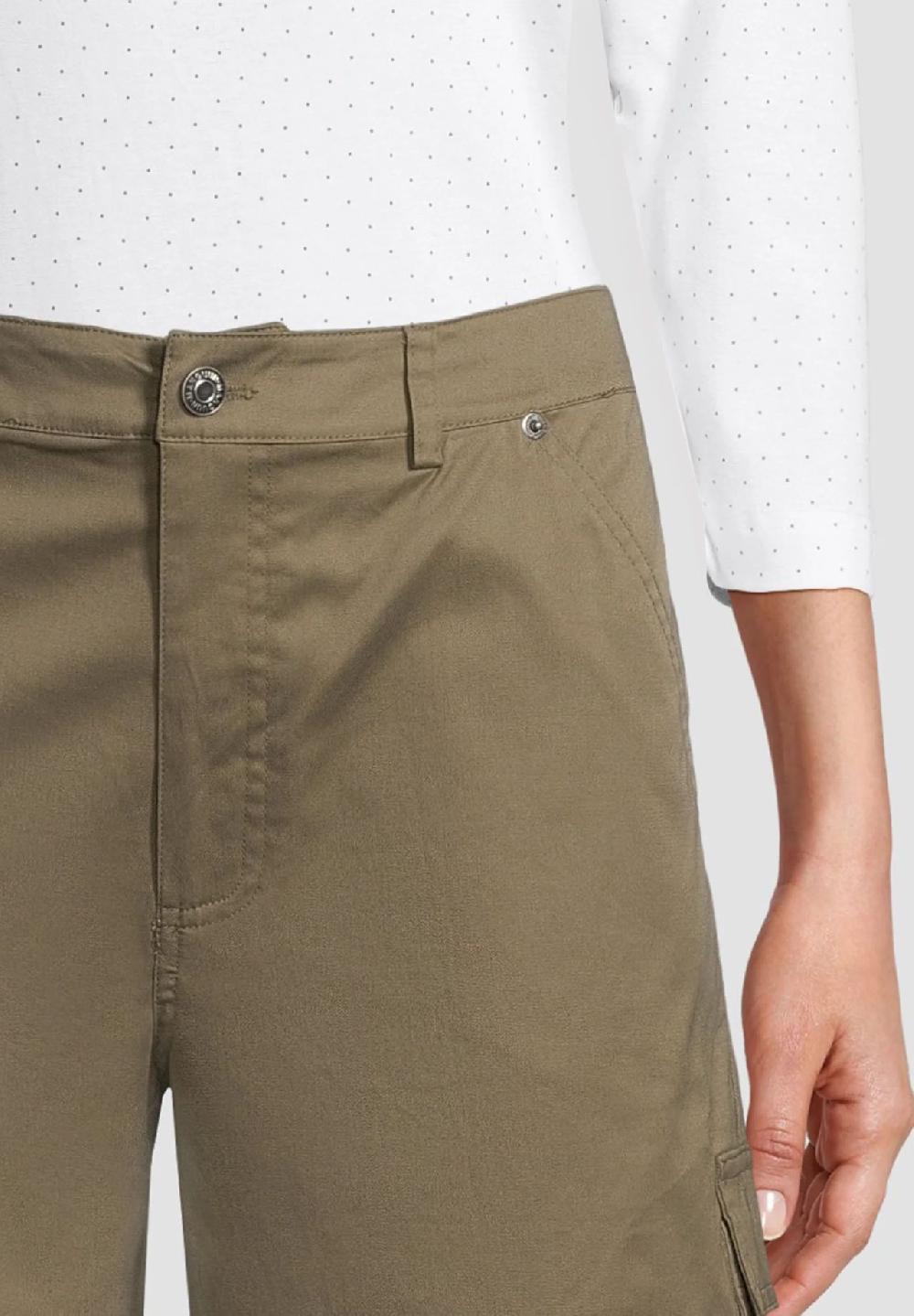 MANGUUN Cargohose Baumwolle-Stretch Knöchellang Für Damen