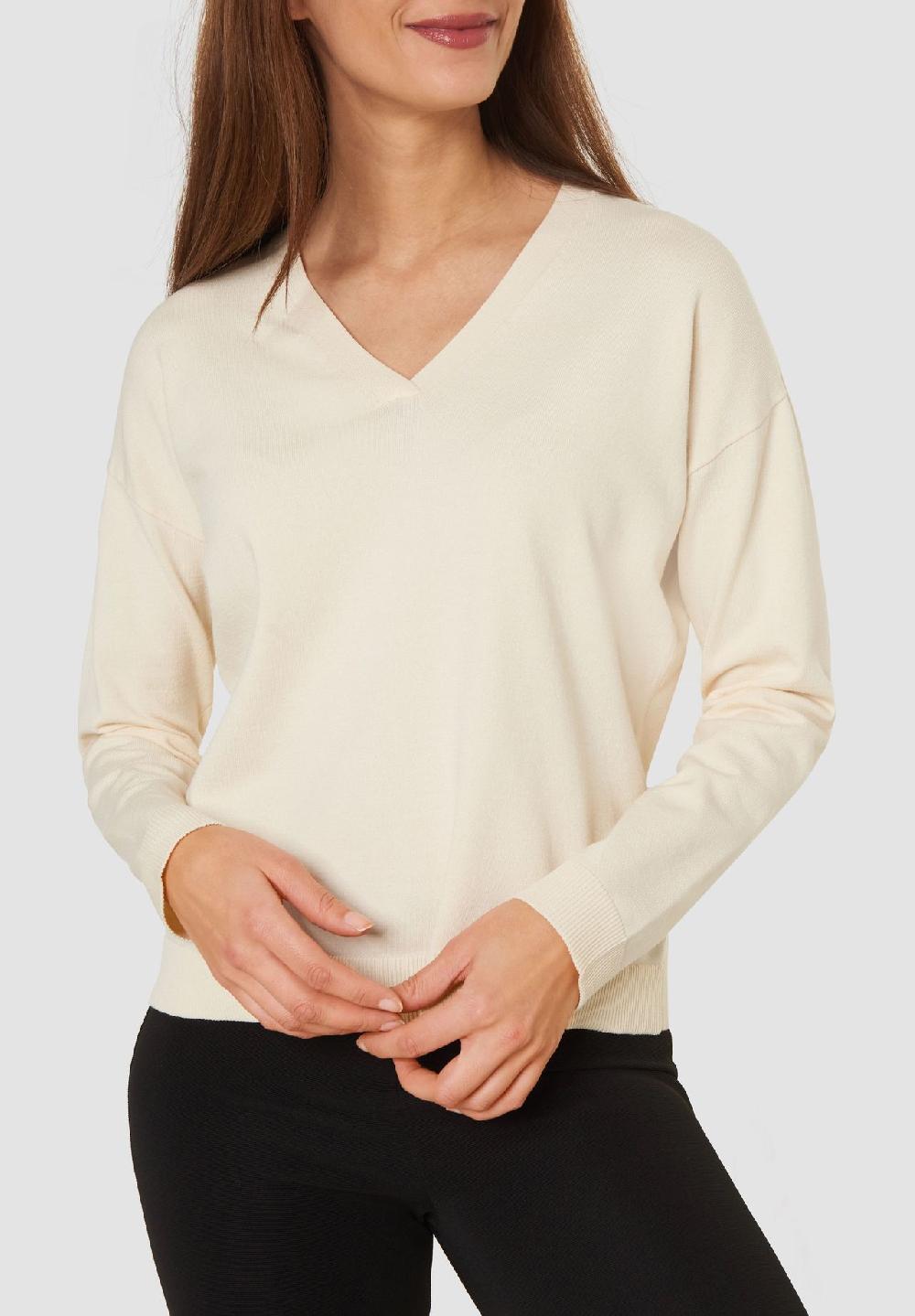 MANGUUN Collection Pullover V-Ausschnitt Rippbündchen Für Damen