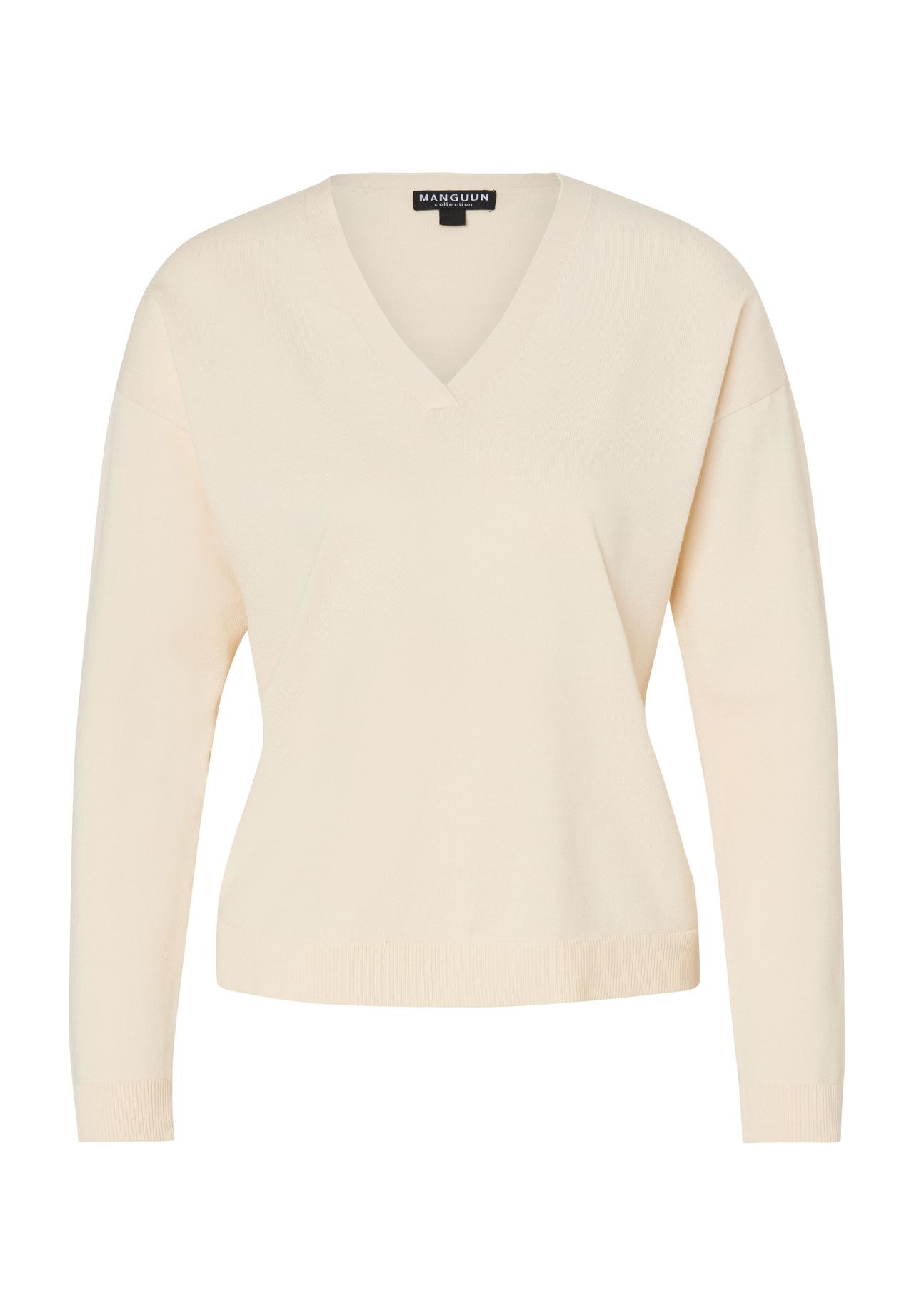 MANGUUN collection Pullover V-Ausschnitt Rippbündchen für Damen