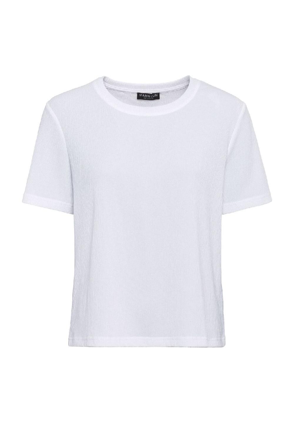 MANGUUN collection Shirt Rundhals-Ausschnitt strukturierte Optik für Damen