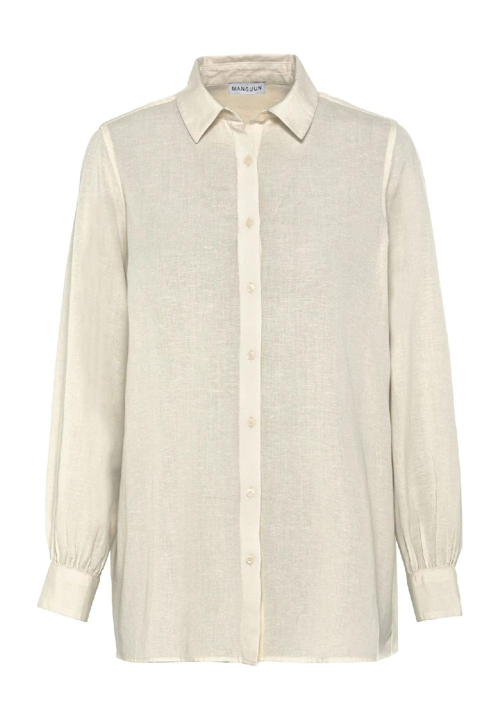 MANGUUN Hemdbluse Leinen-Anteil Langarm für Damen